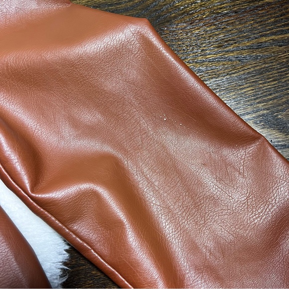 Anthropologie Brown Vegan Leather Moto Jacket Extra Large - Picture 13 of 15